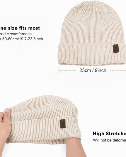 Wmcaps Winter Beanie for Men Women, Fleece Lined Beanie Soft Warm Knit Hat Ski Stocking Cuffed Cap