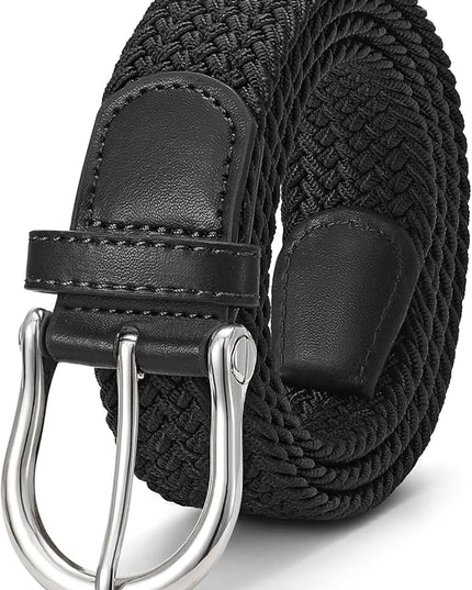 JASGOOD Women Elastic Braided Woven Belt Stretch Canvas Casual Belt 1.4'' for Golf Jeans Pants