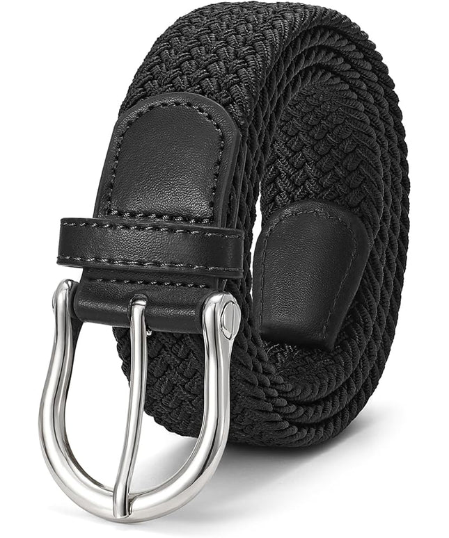 JASGOOD Women Elastic Braided Woven Belt Stretch Canvas Casual Belt 1.4'' for Golf Jeans Pants