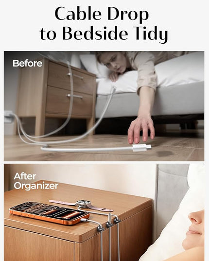 8 Pack Charging Cord Organizer [1S Click-in] LISEN Magnetic Charging Cord Holder, Easy Open Cable Holder with Strong Adhesive, Cable Management Clips Neatly for Nightstand, Desk, Home, Office, Car