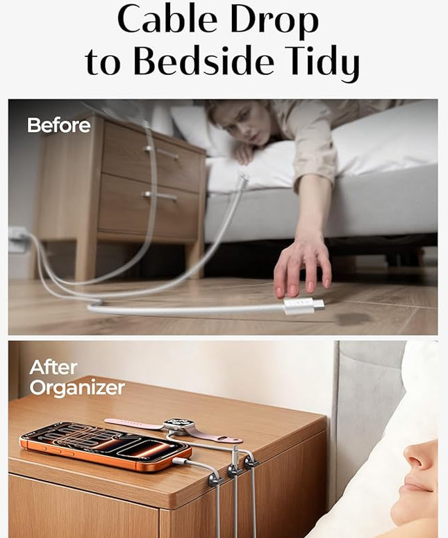 8 Pack Charging Cord Organizer [1S Click-in] LISEN Magnetic Charging Cord Holder, Easy Open Cable Holder with Strong Adhesive, Cable Management Clips Neatly for Nightstand, Desk, Home, Office, Car