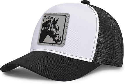 Animal Trucker Hats Leather Pattern Adjustable Snapback Mesh Animal Baseball Cap for Men
