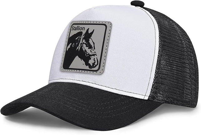 Animal Trucker Hats Leather Pattern Adjustable Snapback Mesh Animal Baseball Cap for Men