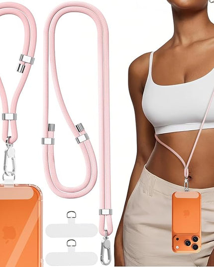 4-IN-1 Phone Lanyard + Wrist Strap, 2PCS Adjustable Length Cell Phone Lanyard with 2 Tether Tabs for iPhone,Smartphones