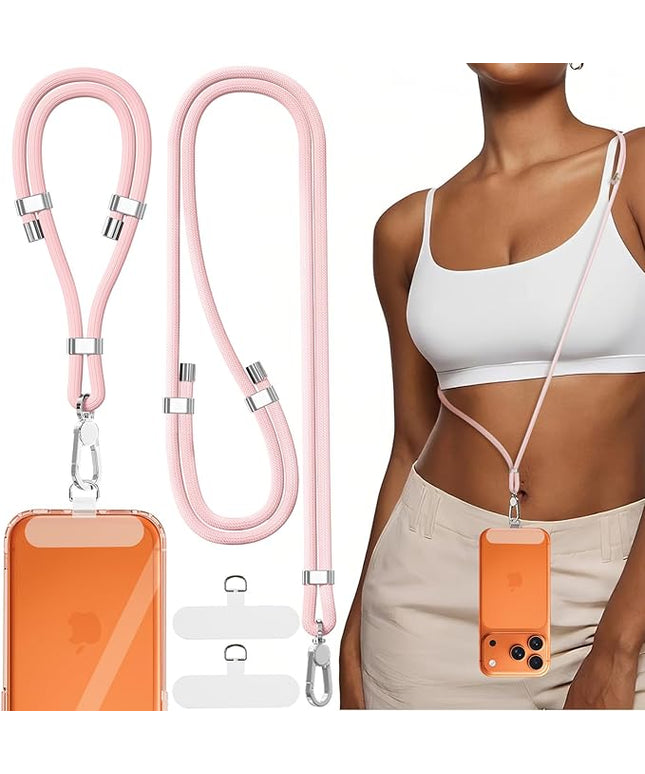 4-IN-1 Phone Lanyard + Wrist Strap, 2PCS Adjustable Length Cell Phone Lanyard with 2 Tether Tabs for iPhone,Smartphones