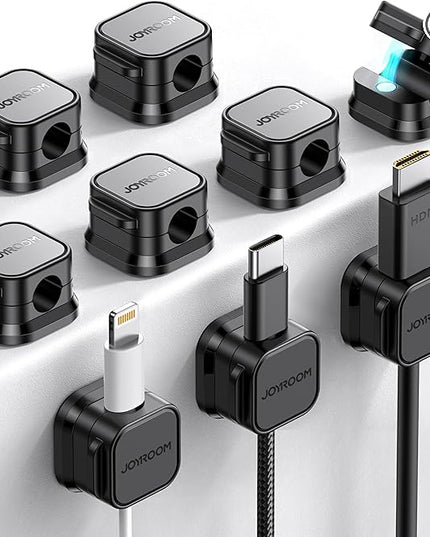 9 Pack Magnetic Cable Clips [Cable Smooth Adjustable] Cord Holder, Under Desk Cable Management, JOYROOM Adhesive Wire Holder Keeper Organizer for Home Office Desk Phone Car Wall Desktop Nightstand