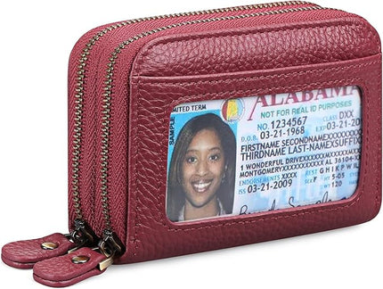 GOIACII Small Genuine Leather Wallet for Women, RFID Blocking Credit Card Holder Wallet