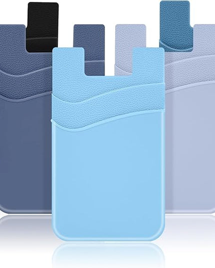SHANSHUI Phone Card Holder Stick on, CellPhone Silicone Sticky Wallet Sleeve Pocket Business ID Credit Card Comptible for iPhone, Android & Most Smartphones - 5 Pack