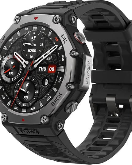 Amazfit T-Rex 3 Rugged/Military Smart Watch 48mm, GPS (with Privacy), Offline Maps, Long Battery Life,328 Feet Water-Resistant, 170 Fitness/Sport Modes, AI, Voice Control, for Android or iPhone, Black