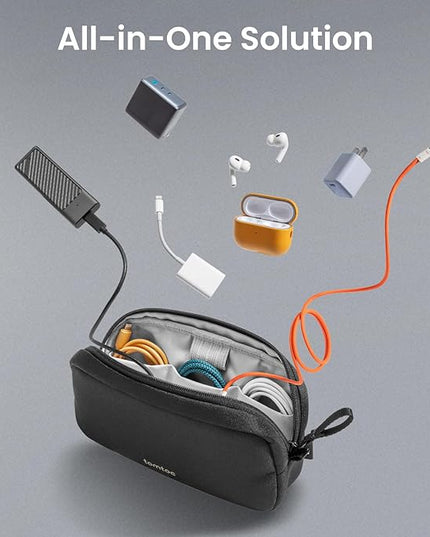 tomtoc Electronics Organizer Travel Case, Water Resistant Travel Bag Cable Organizer for Essentials, Tech Pouch Accessories Carry Storage for Cord, Phone, Cables, Airpods, USB Flash Drive, Daily Items