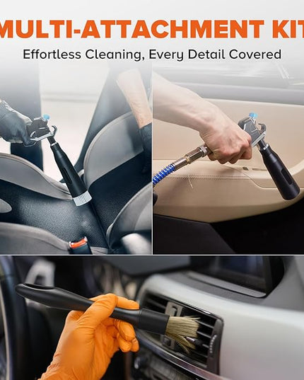 Tornado Air Cleaning Gun, Upgraded High Pressure Dryer Air Blow Gun Adjustable Wind Speed, 360° Rotating Nozzle for Thorough Cleaning Car Detailing Tools for Car Interiors & Exteriors