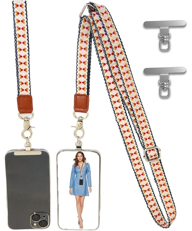 LEMEDE Wrist Keychain and Adjustable Phone Lanyard, Silver Hook Phone Crossbody Strap with 360° Rotating Phone Pads
