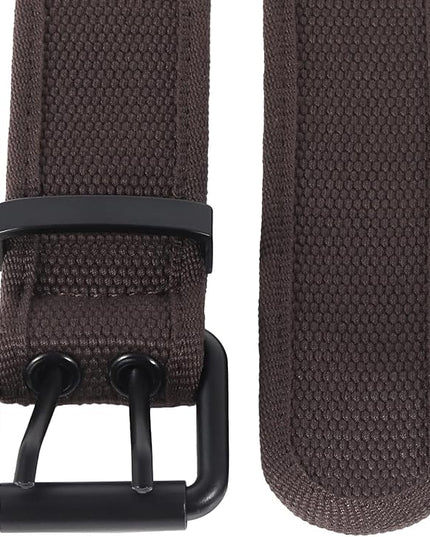 moonsix Canvas Web Belts for Men,Solid Color Casual Double Hole Grommet Belt