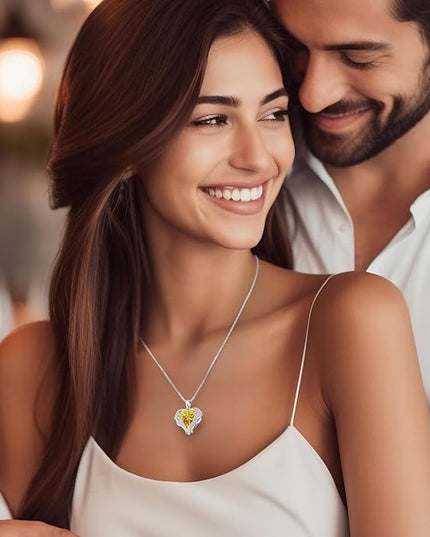 CDE Christmas Gifts for Women Angel Wings Necklace for Women with Birthstone, Love Heart Silver Tone/Gold Tone Pendant, Ideal Anniversary or Birthday Jewelry Gifts for Wife Girlfriend Her
