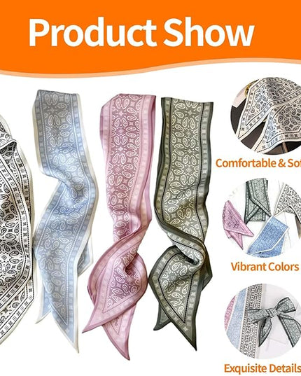 24PCS Fashion Scarves for Women Multifunctional Neck Scarves Purse Scarf Headbands for Bags Hair Accessories