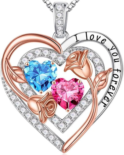 Iefil Christmas Gifts for Women - Sterling Silver Birthstone Necklace Anniversary Birthday Gifts for Her Wife Mom Daughter