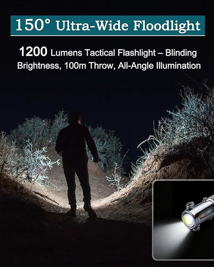 3-in-1 Keychain Flashlight, Rechargeable 500/1200 Lumens EDC Tool with Red/Blue Strobe, Emergency Recharge Your Phone , IPX7 Waterproof, Portable for Outdoor, Camping, Hiking & Survival Gear