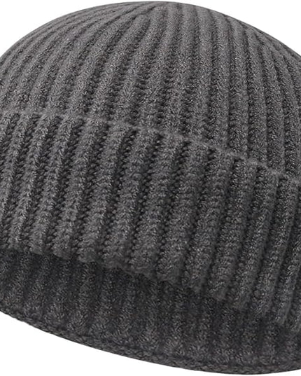Wool Fisherman Beanies for Men Women Short Cuff Knit Beanie Winter Warm Hats Trawler Hat Stylish Watch Cap