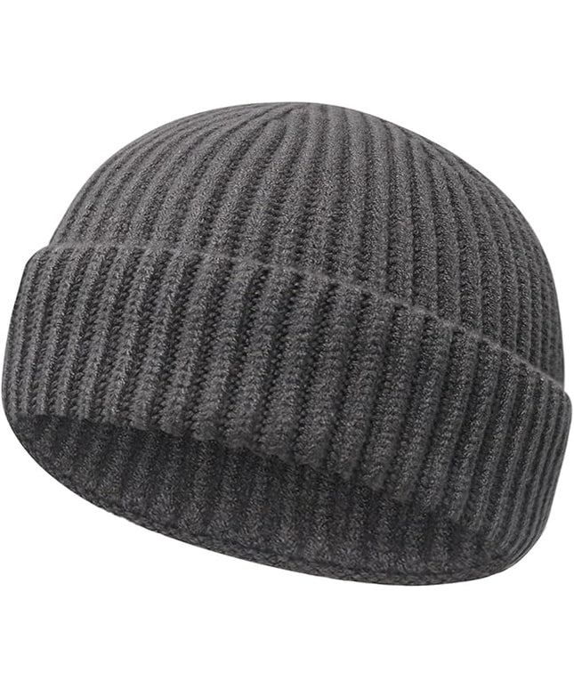 Wool Fisherman Beanies for Men Women Short Cuff Knit Beanie Winter Warm Hats Trawler Hat Stylish Watch Cap