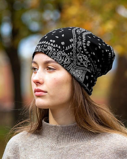 Tergy 4/10/12 Pieces Unisex Beanie Hats for Men Women Slouchy Beanie Hip-Hop Caps Lighweight Soft Skull Caps for Chemo Sleep