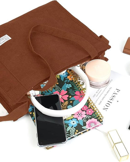 Valleycomfy Corduroy Tote Bag for Women Travel Crossbody Bag Purse Women Shoulder Bags Work Handbags Everyday Hobo Bag
