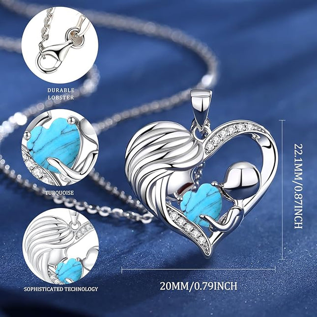 FANCIME Mom Birthstone Necklace Mother and Child Love Heart Necklace I Love You Mom Gifts Mothers Day Birthstone Jewelry Gifts for Grandmother Women Wife, 16"+2" Inches