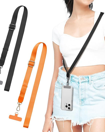 EKAX-Adjustable Anti-Theft Phone Lanyard Crossbody and Neck Strap with 2 Tether Tabs, Hands-Free Strap for Wallet, Keys,