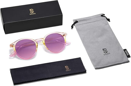 SOJOS Retro Round Polarized Sunglasses for Women Men Classic Vintage Sunnies SJ2069
