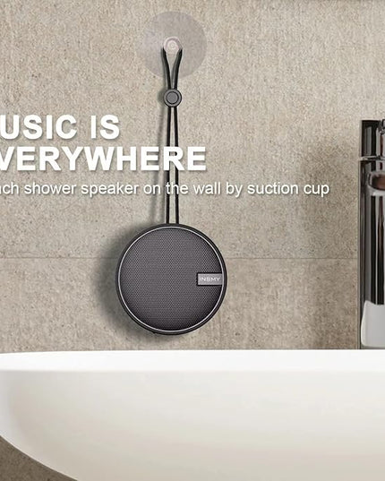 INSMY C12 IPX7 Waterproof Shower Bluetooth Speaker, Portable Small Speaker, Speakers Bluetooth Wireless Loud Clear Sound Support TF Card Suction Cup for Kayak Canoe Beach Gift (Black)
