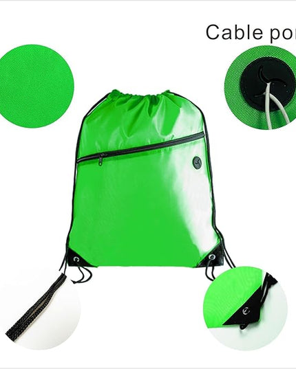 CODOBON Gym Drawstring Backpack with Zipper Pocket - Durable Cinch Sack for Swimming, Sports & Travel - Bulk Drawstring Bags for Men & Women (20, Green)