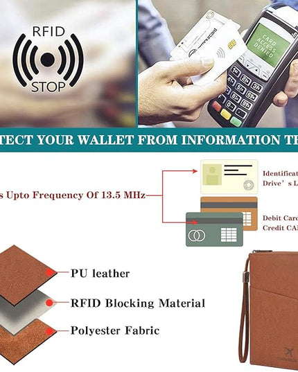 Family Passport Holder Wallet RFID Blocking Zippered Passport Wallet,Women and Men Travel Wallet Ladies Passport Cover