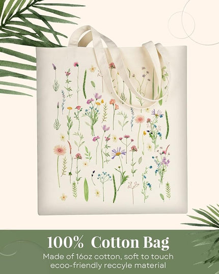 AUSVKAI Canvas Tote Bag Aesthetic for Women, Cute Reusable Cloth Cotton Bags for Shopping Beach Grocery