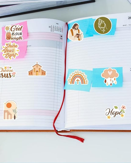Christian Vision Board Stickers - 50Pcs Boho Christian Stickers for Journaling, Bible Verse Christ Planners Stickers, Aesthetic Faith Jesus Decals for Prayer Board, Scrapbook