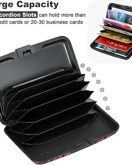 ELFISH Mini RFID Aluminum Wallet Credit Cards Holder Business Card Case Metal ID Case for Men Women(Cute Owl)
