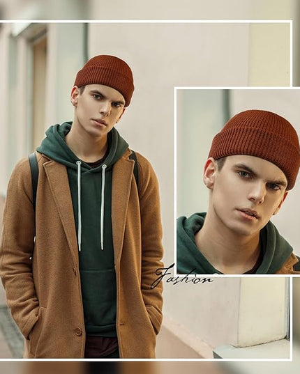 SATINIOR 4 Pieces Trawler Beanie Watch Hat Roll up Edge Skullcap Fisherman Beanie Unisex