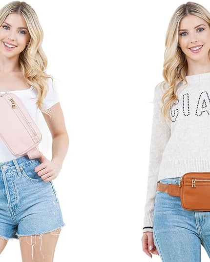 LOVESOME Vegan Leather Everywhere Fashion Waist Bag Fanny Pack Crossbody Bag Belt Bag Sling Bag with Adjustable Strap for Women (White)