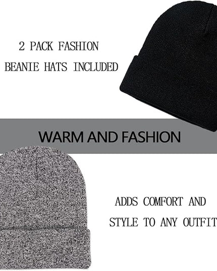 ZOORON 1&2 Pack Beanie for Men Women Slouchy Beanie Hats Winter Knit Caps Soft Ski Hat Unisex
