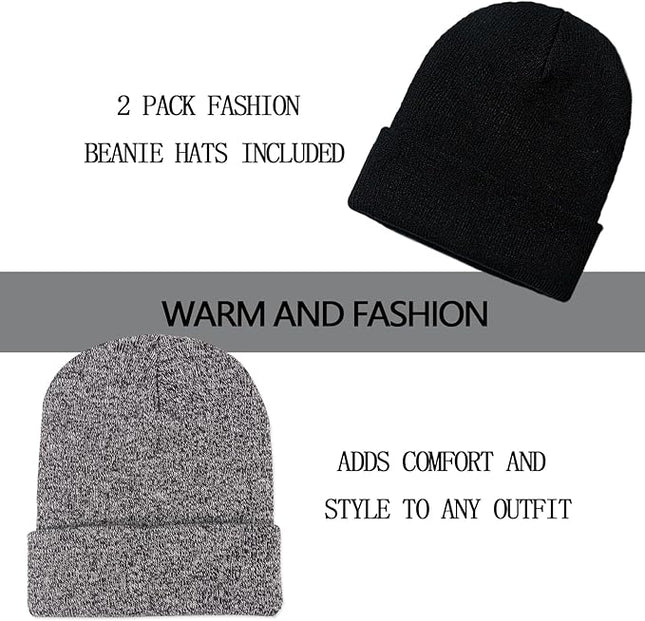ZOORON 1&2 Pack Beanie for Men Women Slouchy Beanie Hats Winter Knit Caps Soft Ski Hat Unisex