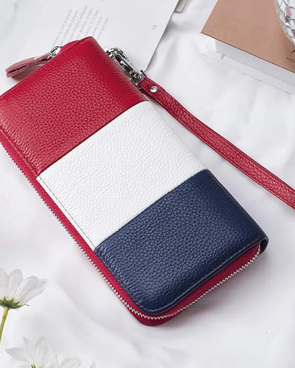 Moflycom Womens Wallet RFID Blocking Genuine Leather Multi Credit Card Large Capacity Zip Around Clutch Travel Purse Wristlet