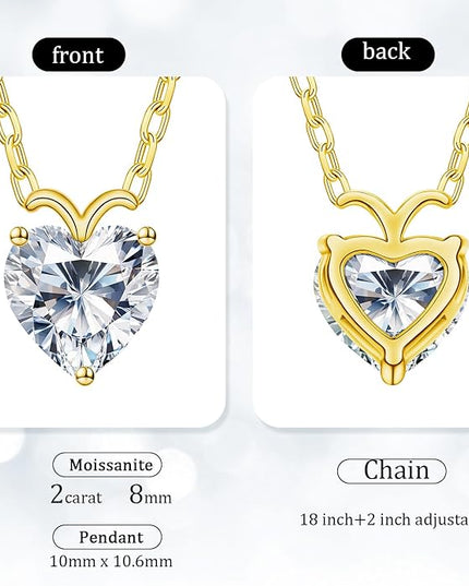 ForeverLove Heart Necklaces for Women, 4-2 Carats Heartshap Moissanite, Silver Pendant Jewelry, Anniversary Birthday Gifts for Wife, Girlfriend, Daughter, Mom