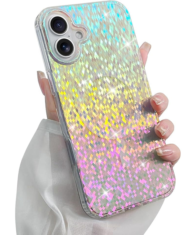 Glitter Case for iPhone 16 Case for Women Girls [ Compatible with Magsafe ] Clear Cute Girly Aesthetic Colorful Iridescent Rainbow Sparkly Sparkle Bling Magnetic Protective Phone Cover