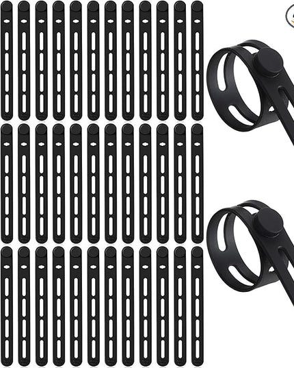 42 Pcs Silicone Cable Ties Reusable Cord Straps Multipurpose Elastic Cable Organizer for Bundling Fastening Earphone Phone Charger Home Office School (Black)