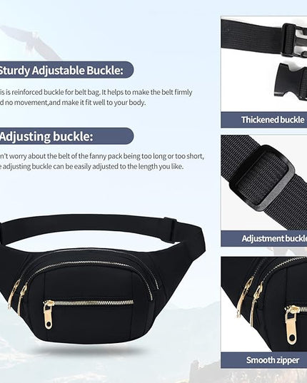 DAITET Crossbody Fanny Pack for Men&Women,Large Waist Bag & Hip Bum Bag with Adjustable Strap for Outdoors Workout Traveling Casual Running Hiking Cycling