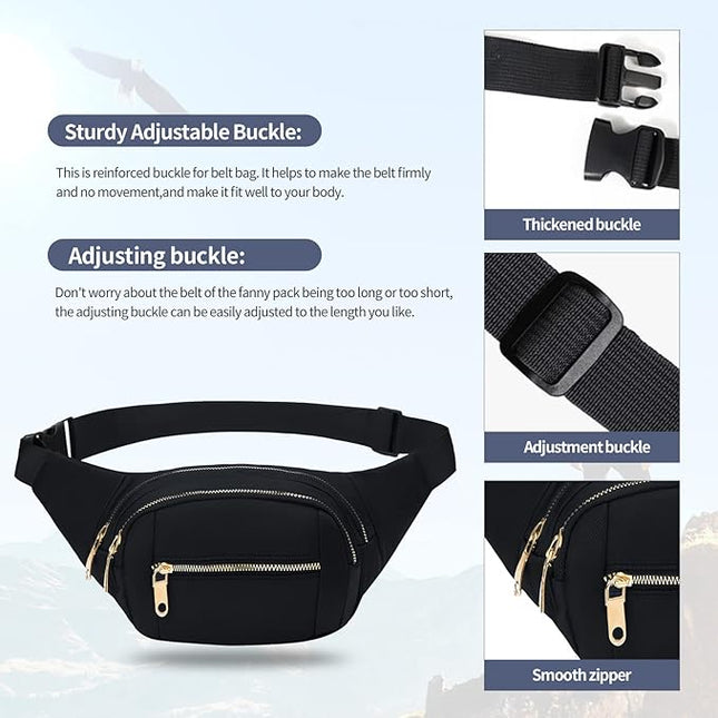DAITET Crossbody Fanny Pack for Men&Women,Large Waist Bag & Hip Bum Bag with Adjustable Strap for Outdoors Workout Traveling Casual Running Hiking Cycling