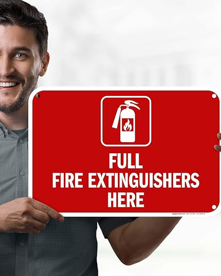 Full Fire Extinguishers Here Sign, 12x18 Inches, 55 mil thick HDPS (high density polystyrene), Made in USA by My Sign Center