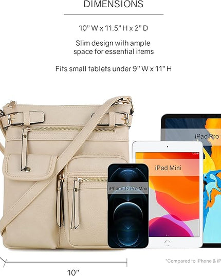 SG SUGU Katie Lightweight Medium Crossbody Bag Shoulder Bag with Multi Pocket for Women