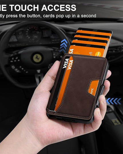 SEMORID Wallet for Men, Mens Wallet Minimalist Slim Wallet, RFID Blocking Smart Pop Up Wallet with Money Clip & ID Window, Metal Compact Wallet, Aluminum Credit Card Holder Wallet