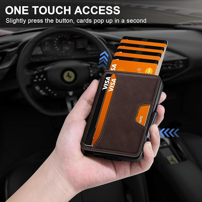 SEMORID Wallet for Men, Mens Wallet Minimalist Slim Wallet, RFID Blocking Smart Pop Up Wallet with Money Clip & ID Window, Metal Compact Wallet, Aluminum Credit Card Holder Wallet