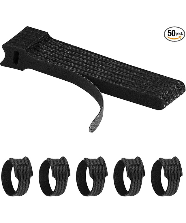 50 Pcs Reusable Cable Ties for Cords, 6" Hook and Loop Adjustable Cord Straps, Reusable Zip Ties, Wire Organizers for Cords Electrical Cord Management Office Home Computer PC Cable Management(Black)