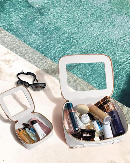 Travel Clear Makeup Bag Set, TSA Approved Cosmetic Bag Case with Zipper Portable Makeup Pouch Toiletry Bag Traveling Cosmetic Organizer Storage Bag Car Organizer Car Essentials